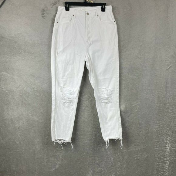 Pacsun Women Ultra High Rise Slim Jeans Size 30 White Distressed - Picture 1 of 11